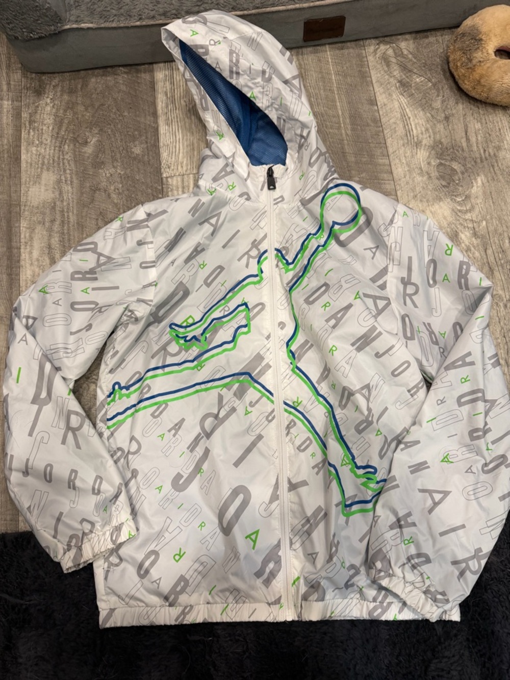Jordan White/Blue Jacket with Red Jumpman Logo